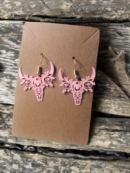 Rustic Rose Longhorn Dangles